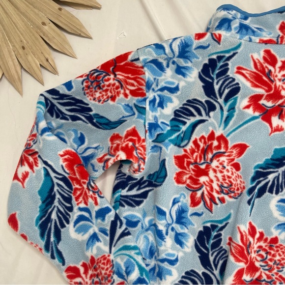 Patagonia Synchilla Snap T Manoa Dusk Blue Hawaiian Floral Pullover Sweatshirt - Picture 6 of 6